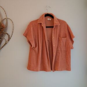 Stone Fox Swim Peach Terry Cloth Shirt